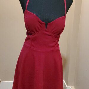 Burgundy dress with sweetheart neckline